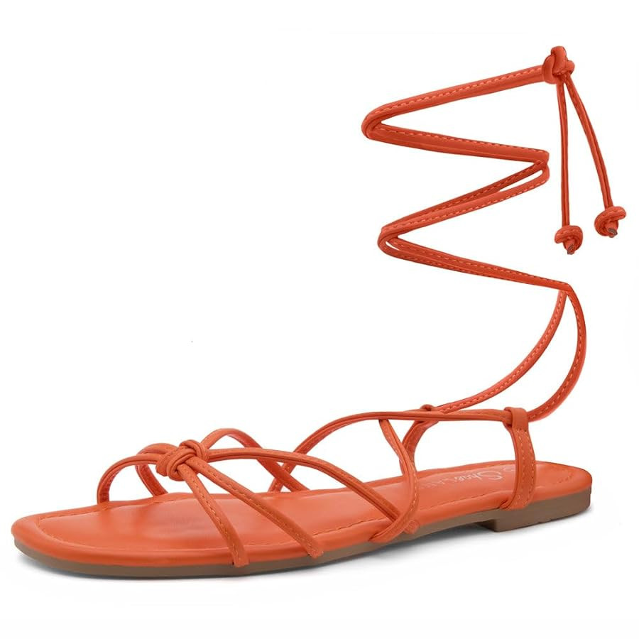 Shoe Land Women’s Flat Lace Up Sandals – Strappy Gladiator Sandals with Adjustable Crisscross... | Amazon (US)
