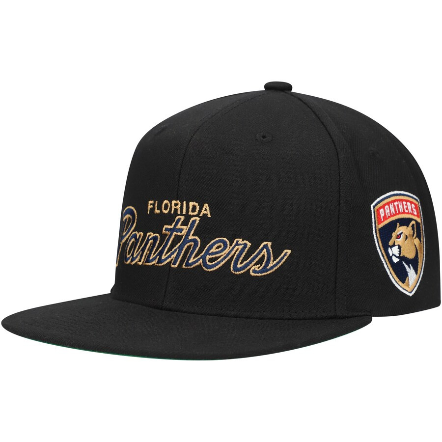 Florida Panthers Mitchell & Ness Core Team Script 2.0 Snapback Hat - Black | Fanatics