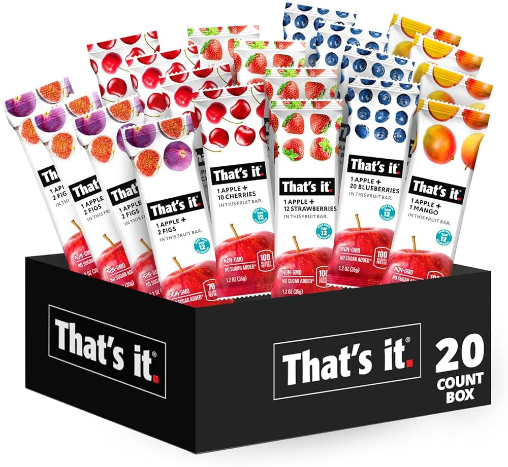 Fruit Bars Snack Gift Box (20 Pack) - 100% Natural, Gluten-Free, Vegan Fruit Snacks Variety Pack | Amazon (US)