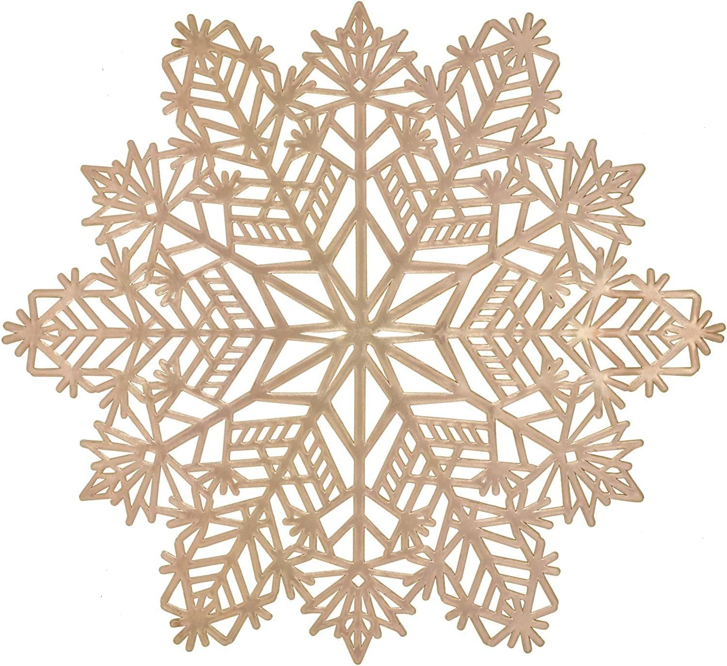 Christmas Snowflake Place Mats Set of 4 Festive Gold Metallic Vinyl Table Mat Washable for Holida... | Amazon (US)