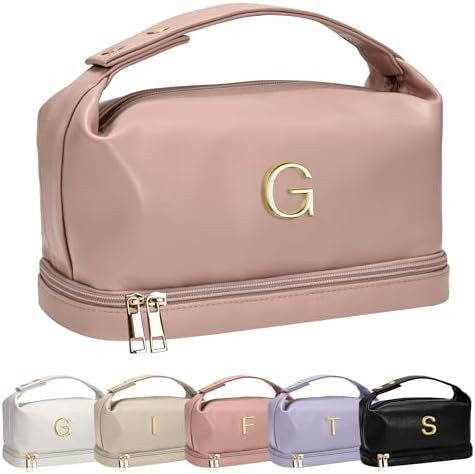Teacher Appreciation Gifts, Personalized Makeup Bag with Handle, Initial Double Layer Cosmetic Ba... | Amazon (US)