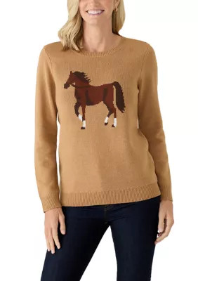 Women's Long Sleeve Crew Neck Intarsia Sweater | Belk