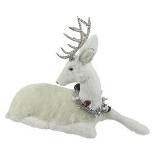 16" Silver & Snow White Fur Sitting Deer Christmas Tabletop Accent by Ashland® | Michaels Stores
