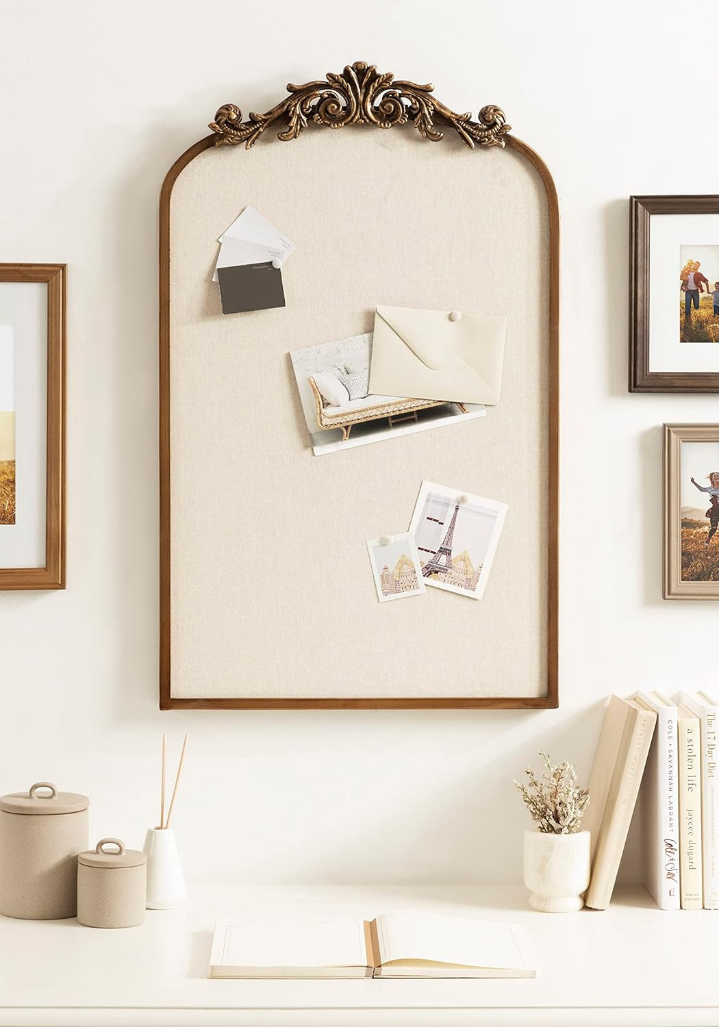 Kate and Laurel Arendahl Arch Pinboard; Gold; 19 x 31; Framed Arched Ornate Vintage Pinboard for ... | Amazon (US)