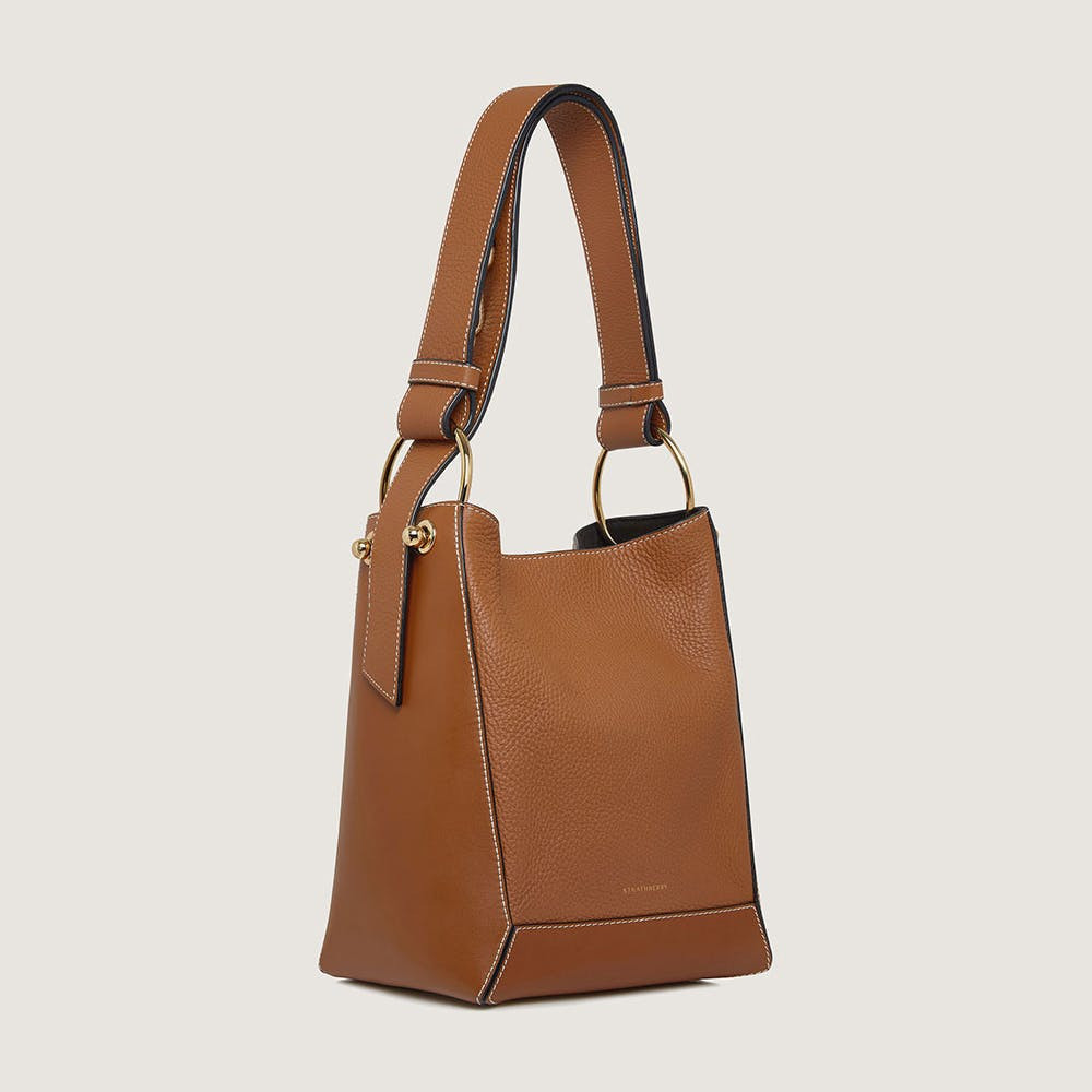 Strathberry - Lana Midi Bucket Bag - Leather Bucket Bag - Tan | Strathberry