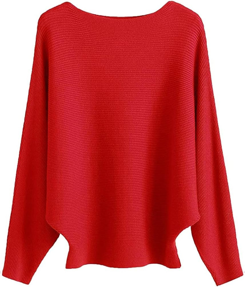 MAKARTHY Womens Striped Sweaters Batwing Sleeves Knitted Dolman Pullovers Tops Sweatershirts | Amazon (US)