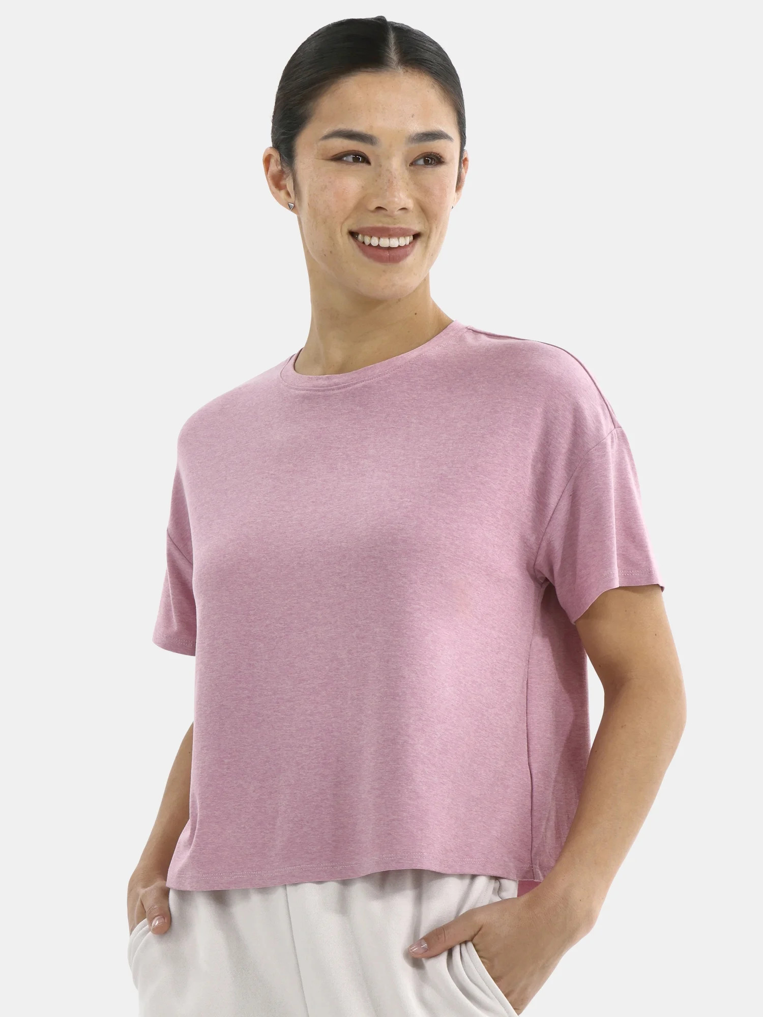 Athletic Works Women's ButterCore Cropped Tee with Short Sleeves, Sizes XS-XXXL | Walmart (US)