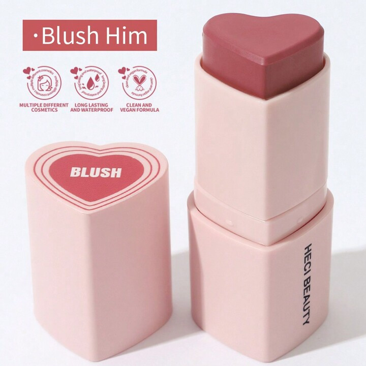 1 Pieza Palillo De Rubor Cremoso En Forma De Corazón, 3 En 1, Colores Hermosos Y Lindos, Rosa Na... | SHEIN