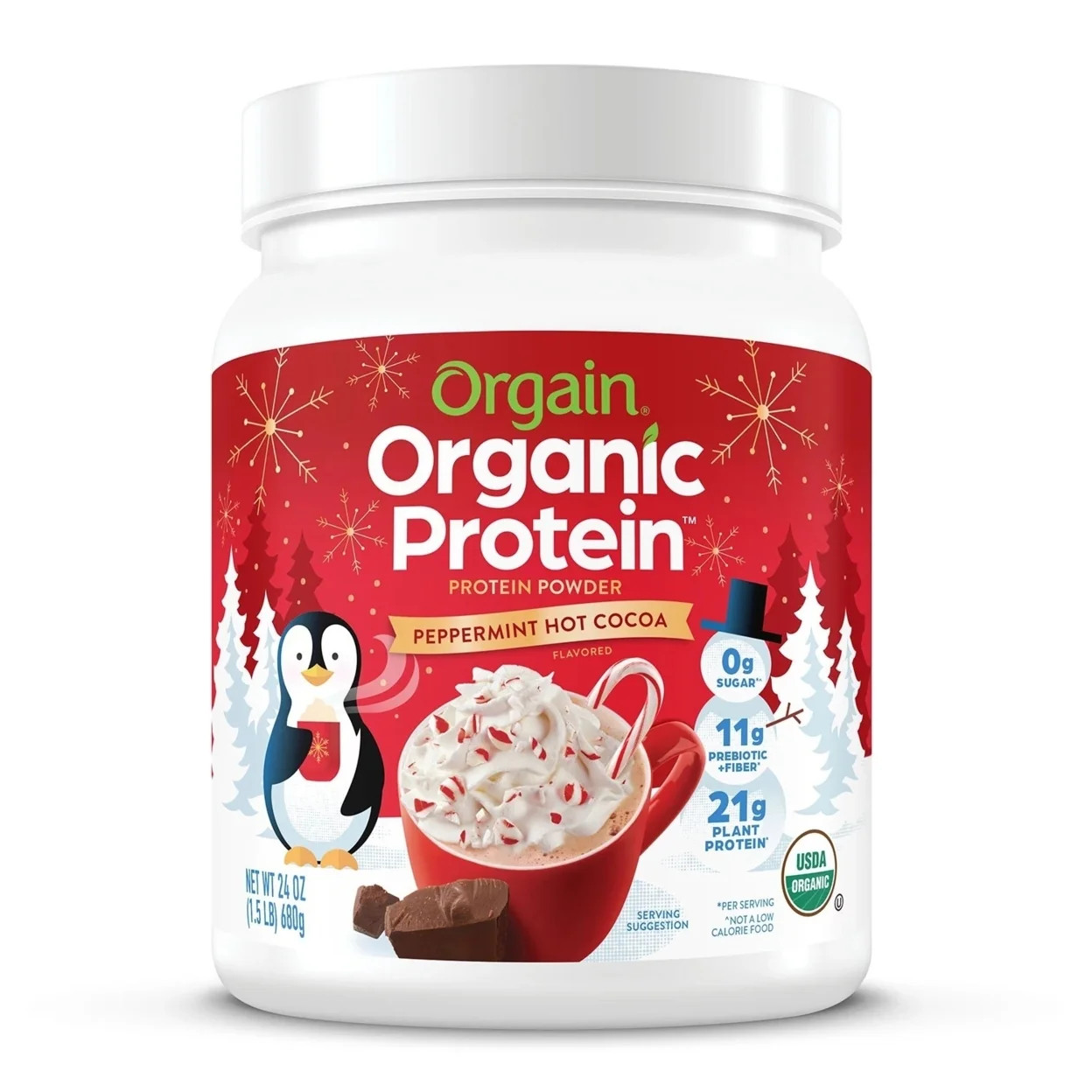Orgain Organic Plant-Based Protein Powder, Peppermint Hot Cocoa (1.5 Pounds) | Walmart (US)