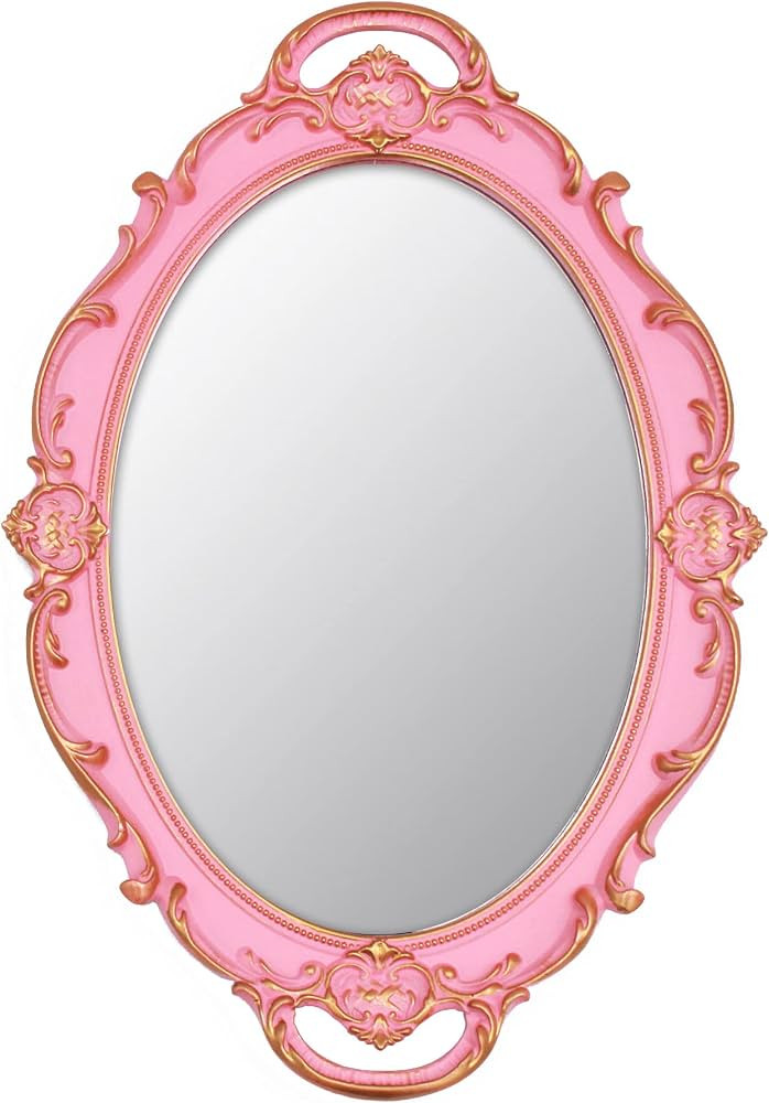 YCHMIR Vintage Small Mirror 14.5 x 10 inch Oval Pink Wall Mirror | Amazon (US)