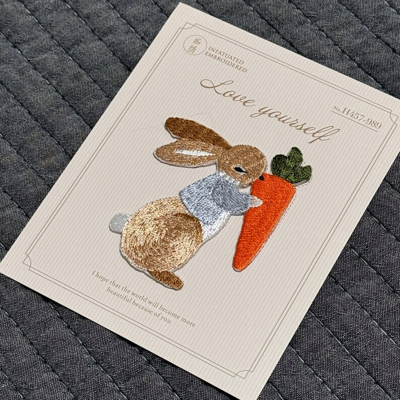 Rabbit Eating Carrots Embroidered Patch, Rabbit Patch,garden Patch,diy Embroidery,easter Gift,emb... | Etsy (US)