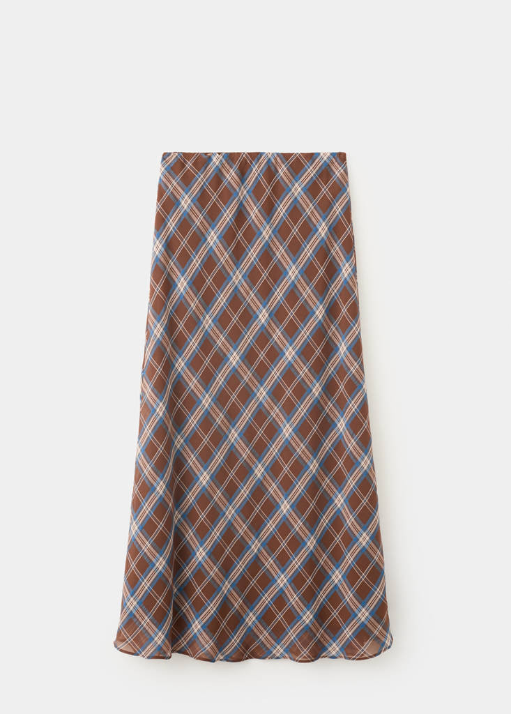 Checked midi skirt brown - Women - M - MANGO | MANGO (UK)
