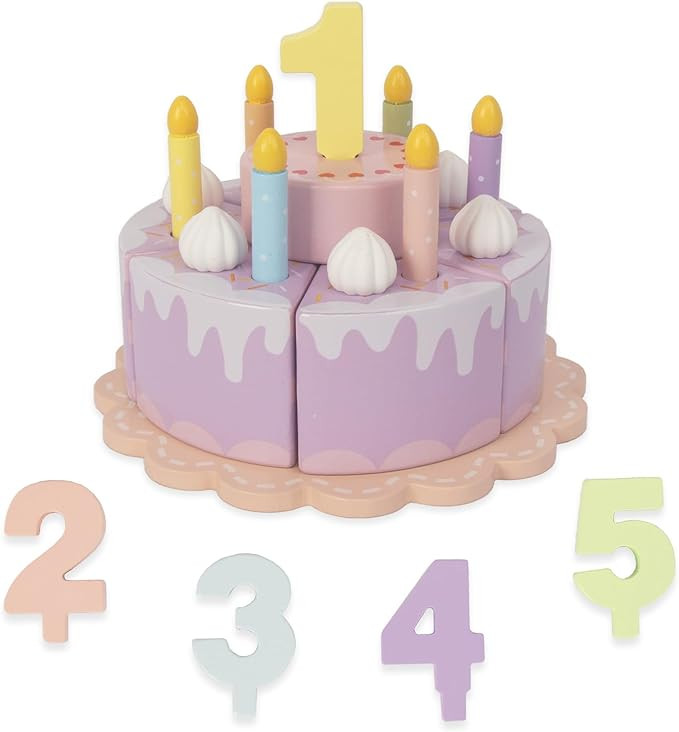 Pretend Play Food for Toddlers 2-5,Wooden Birthday Fake Cake with Candles and Numbers,Tea Party L... | Amazon (US)