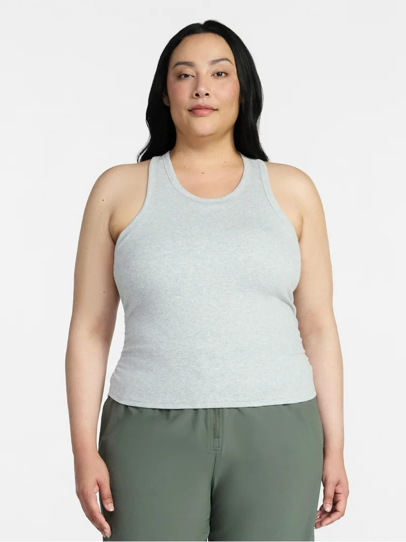 Avia Women's Cotton Ruched Rib Tank Top, Sizes XS-XXXL | Walmart (US)