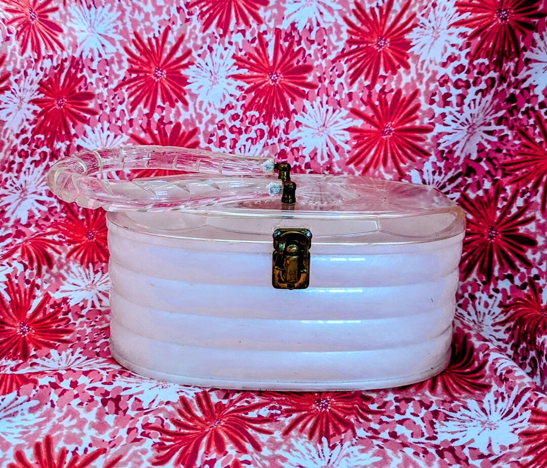 Vintage - Purse- Circa 1960's - Lucite - Mid Mod- Mid Century- Groovy- Opalescent- Clear- Cut Gla... | Etsy (US)