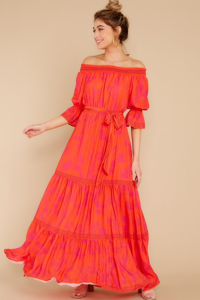 Dancing In The Rain Red Print Maxi Dress | Red Dress 