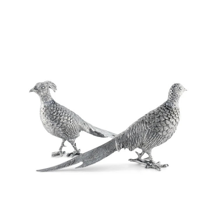 2 Piece Morning Hunt Pewter Pheasant Figurine Set (Set of 2) | Wayfair North America