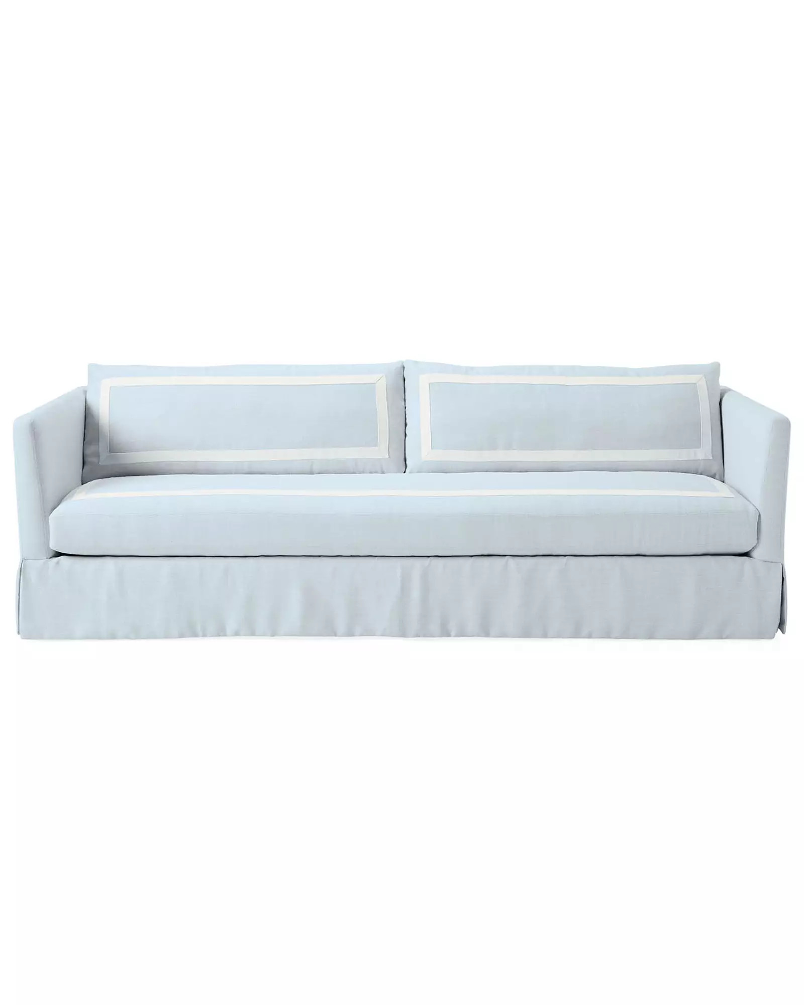 Cutler Sofa in Washed Linen with White Applied Border | Serena and Lily