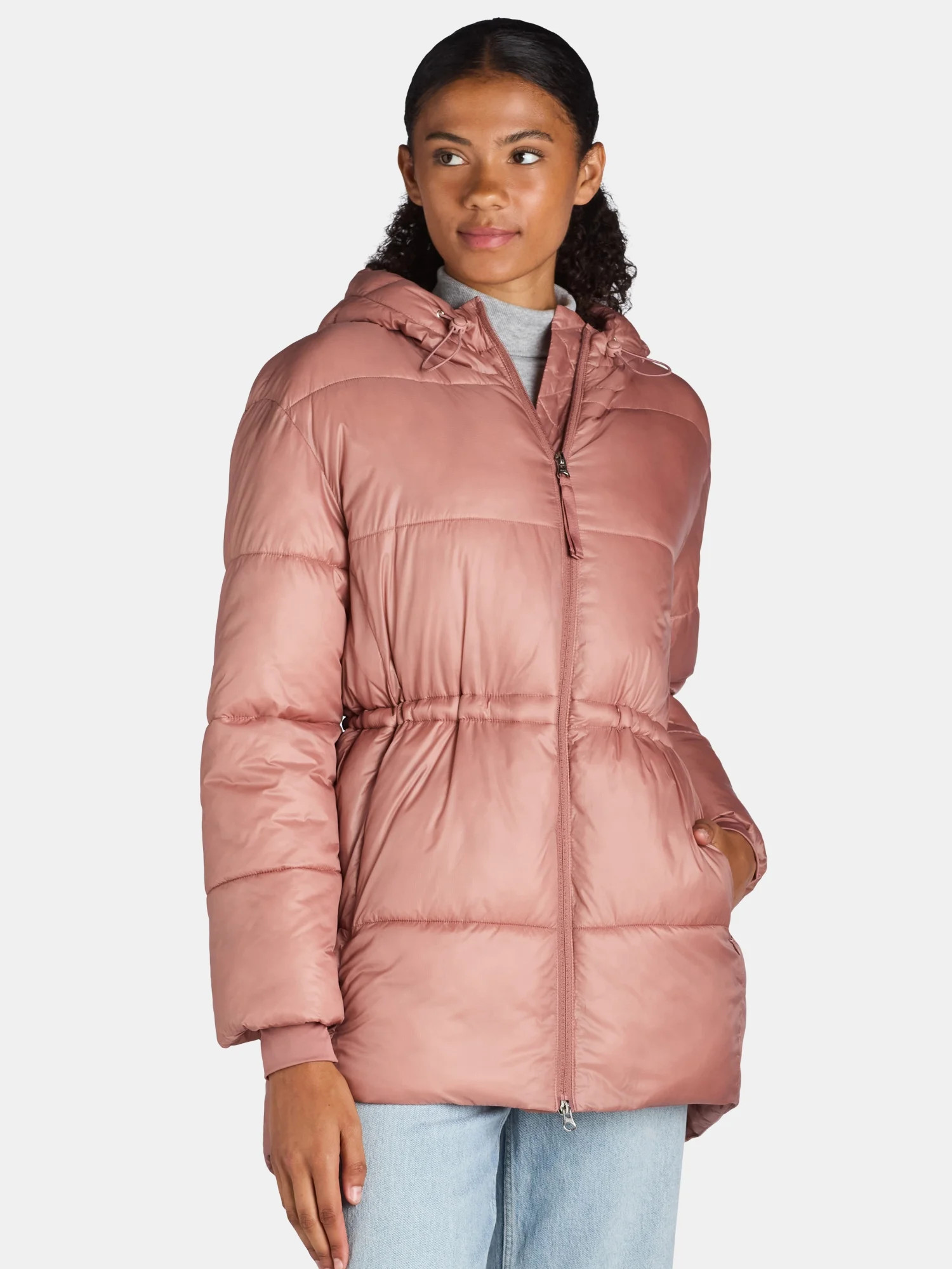 Ozark Trail Women's and Women’s Plus Hooded Puffer Jacket, Mid Length, Size XS-3X | Walmart (US)