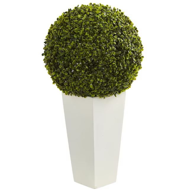 Nearly Natural 28-in Green Indoor/Outdoor Artificial Boxwood Artificial Plant | Lowe's