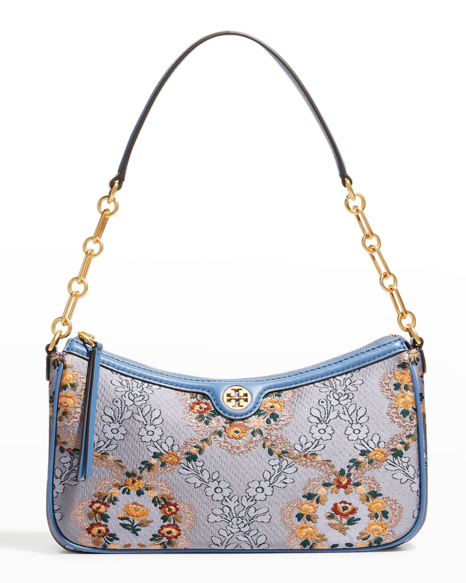 Tory Burch T Monogram Brocade Zip Shoulder Bag | Neiman Marcus