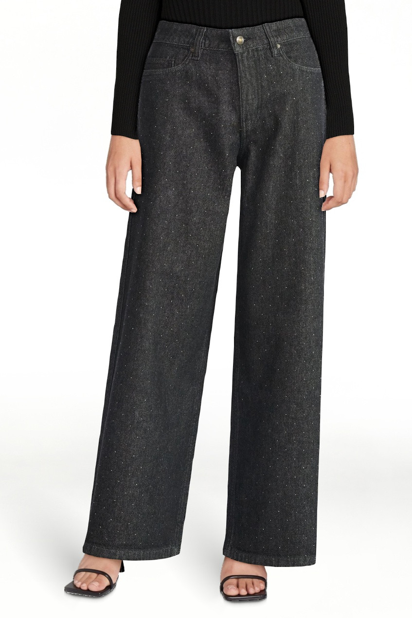 Scoop Women’s and Women’s Plus Rhinestone Embellished Wide Leg Jeans, Sizes 0-26W | Walmart (US)