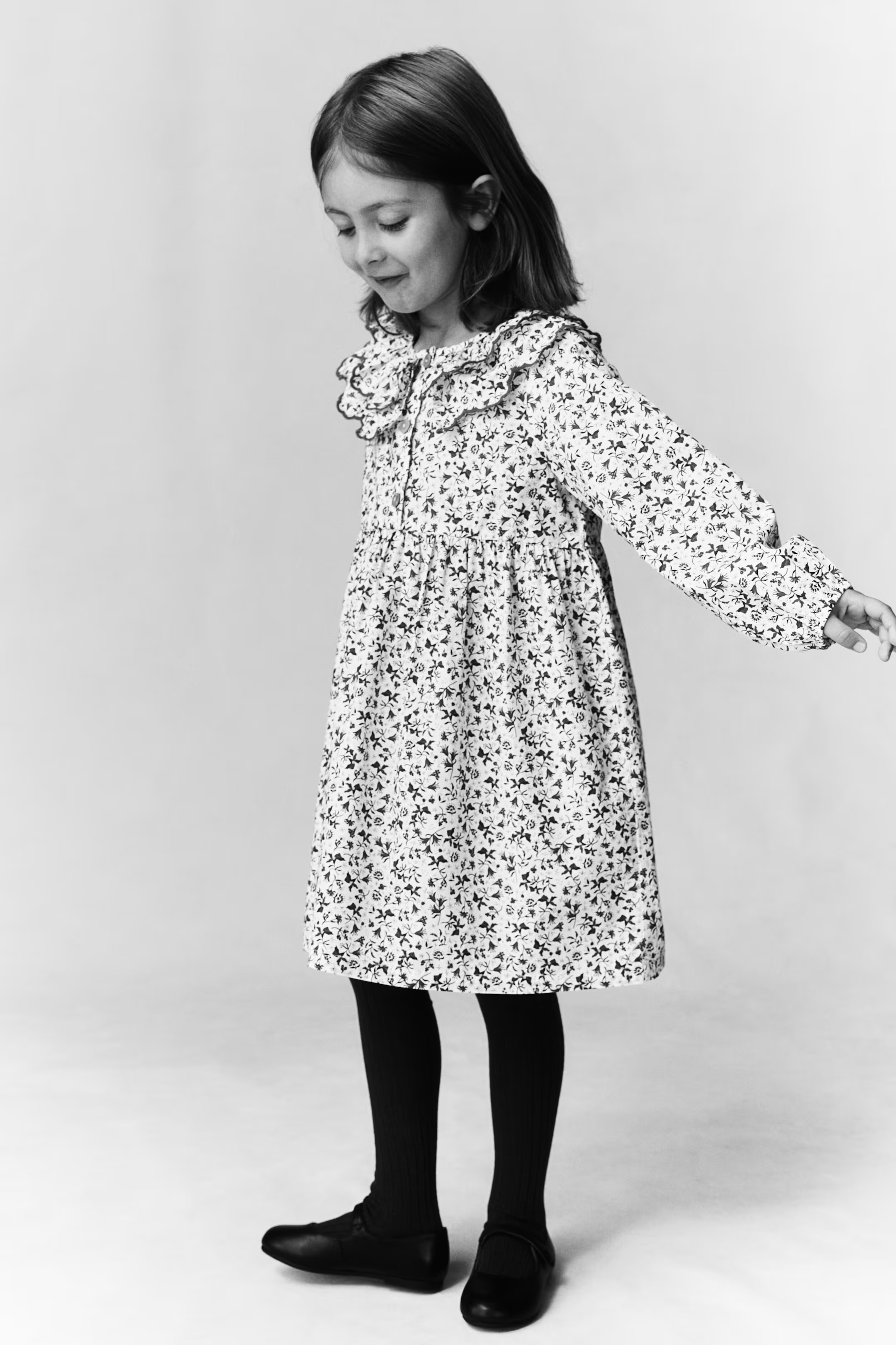 Poplin Dress with Collar - White/floral - Kids | H&M US | H&M (US + CA)