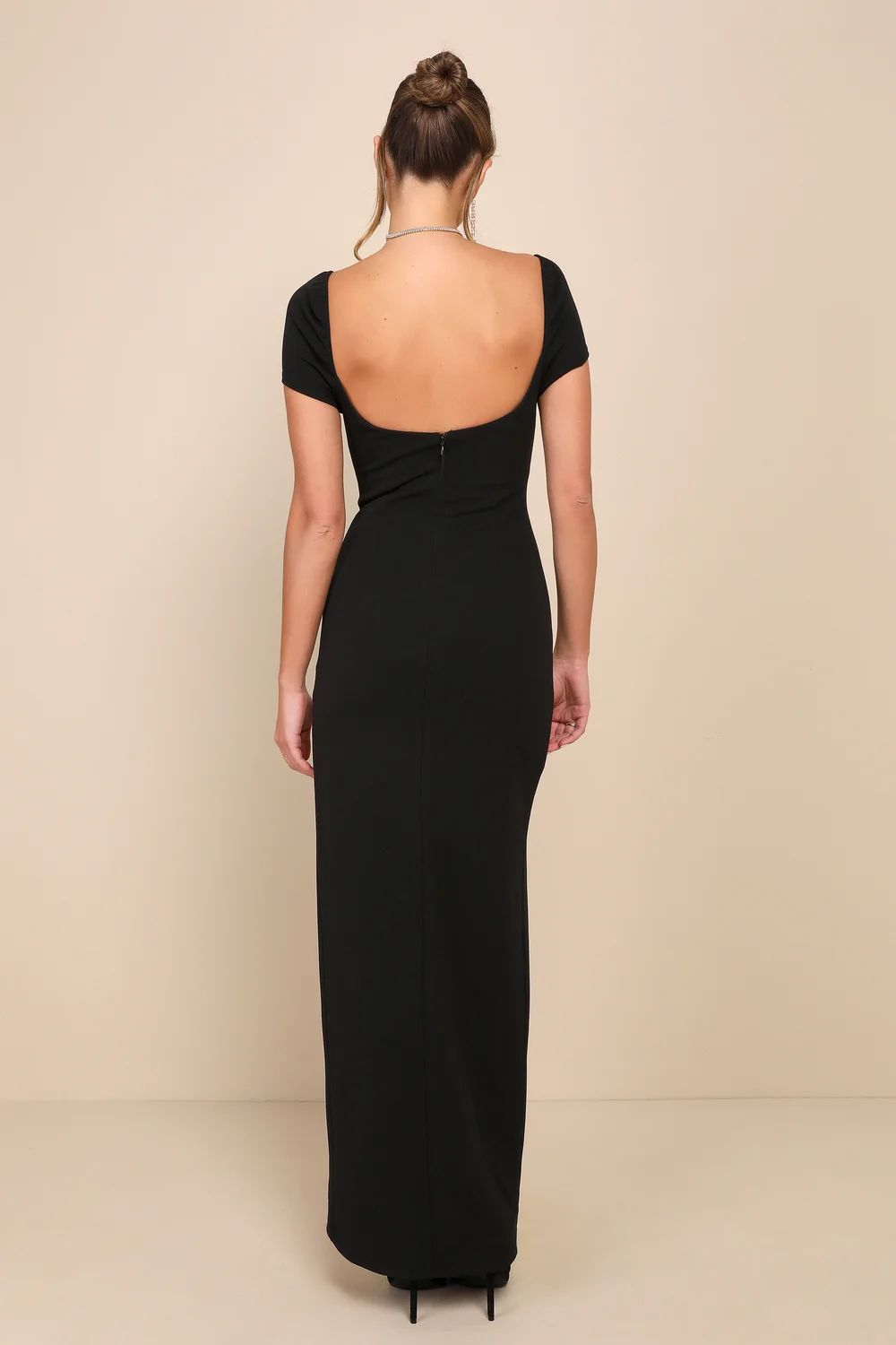 Magnificent Impression Black Square Neck Short Sleeve Maxi Dress | Lulus