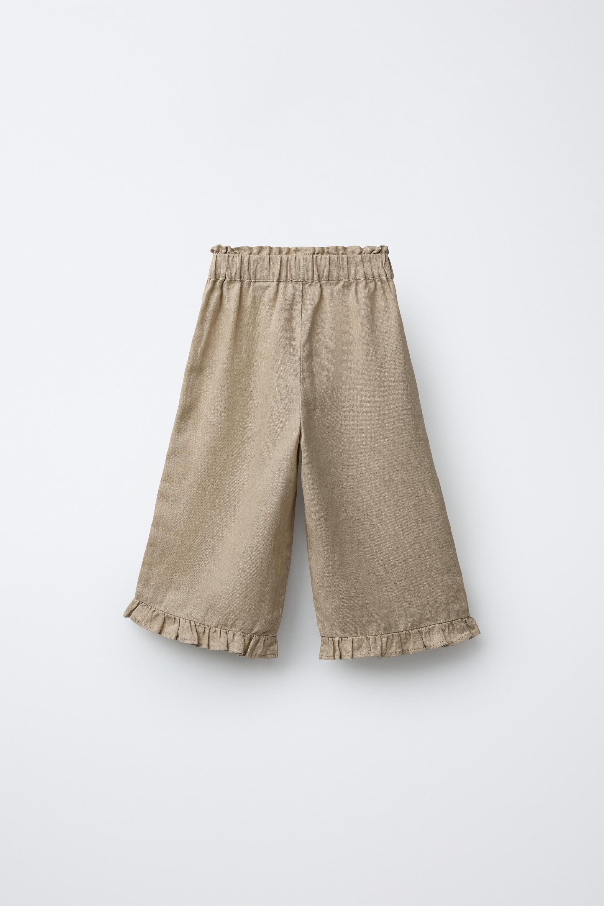 100% LINEN EMBROIDERED FLORAL PANTS | Zara US