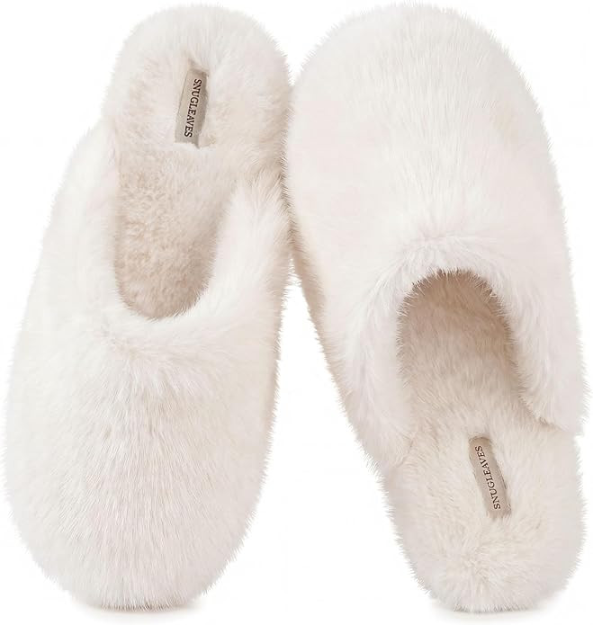Snug Leaves Women's Fuzzy Scuff Slippers Soft Comfy Memory Foam Non-slip Indoor House Shoes | Amazon (US)