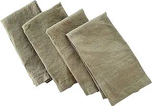 Linen Napkins – 100% French Flax – Stonewashed Pure Linen Cloth Napkins – Mitered Corners ... | Amazon (US)