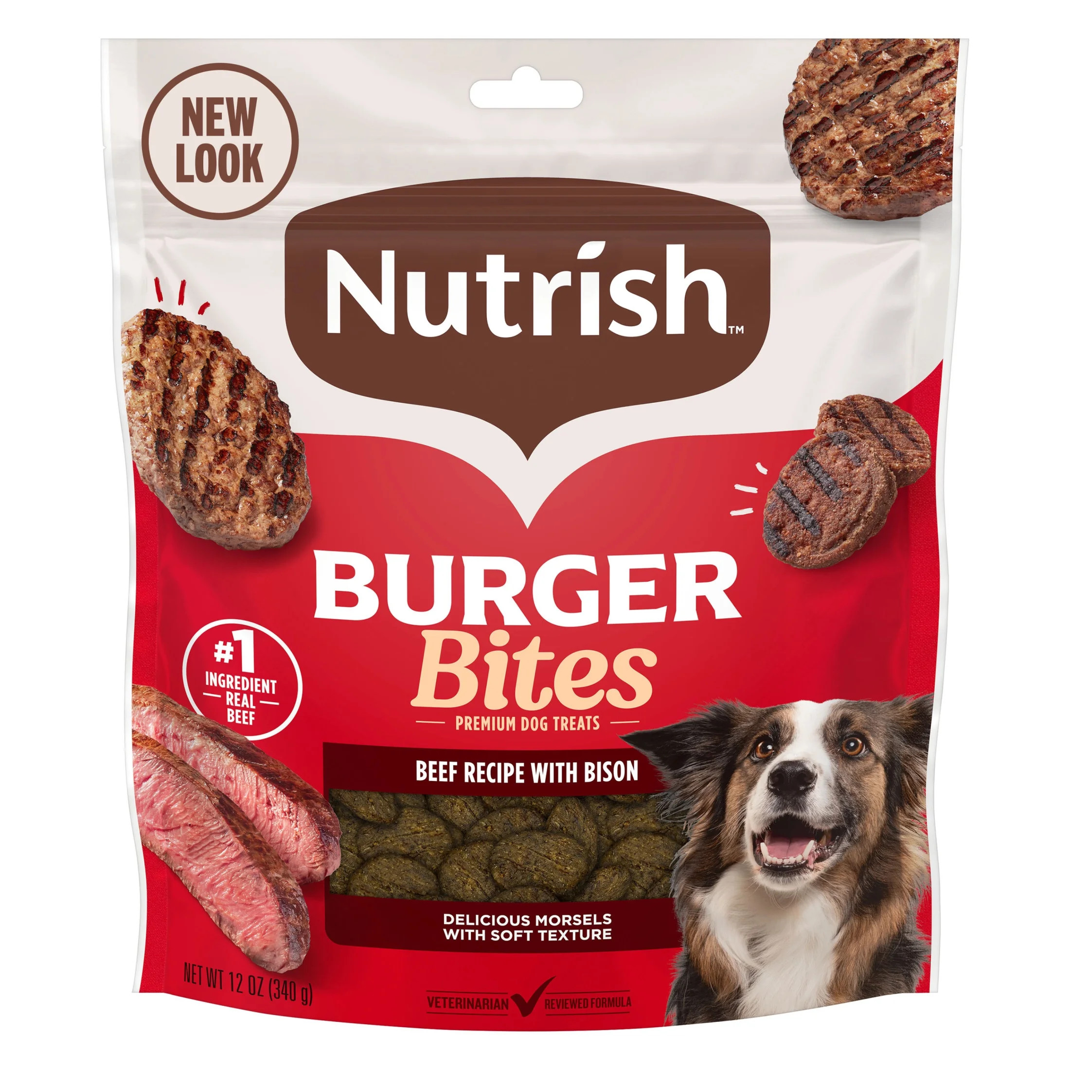 Nutrish Burger Bites Beef Recipe with Bison Premium Dog Treats, 12 oz. Pouch (Rachael Ray) | Walmart (US)