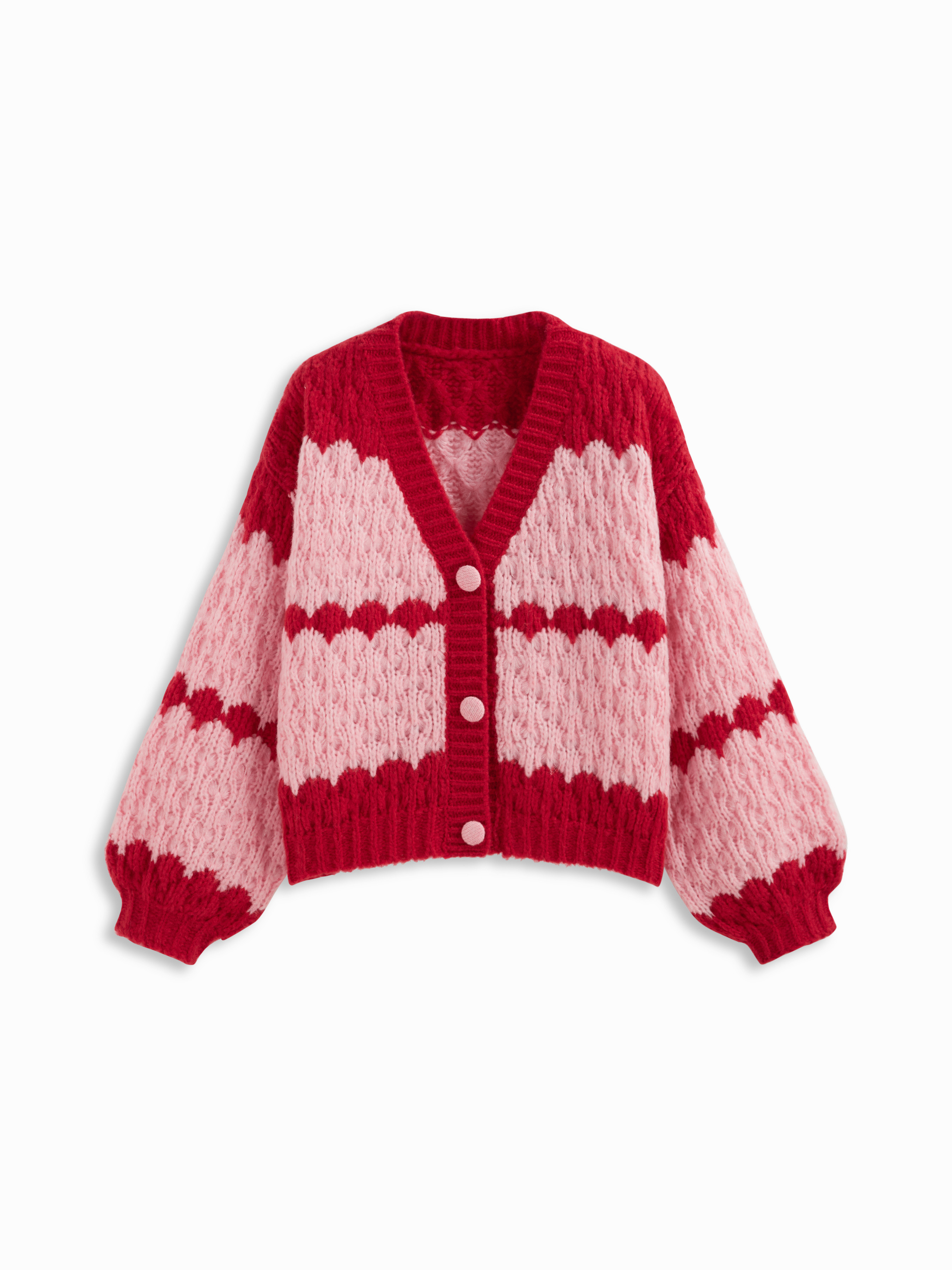 Crochet Knit Crochet V-neck Two Tone Oversized Cardigan For Daily Casual | Cider