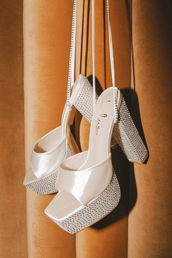 Chantry Light Nude Rhinestone Lace-Up Platform High Heel Sandals | Lulus (US)