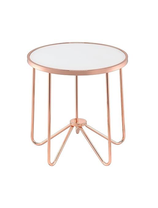 Acme Alivia End Table, Frosted Glass & Rose Gold | Amazon (US)