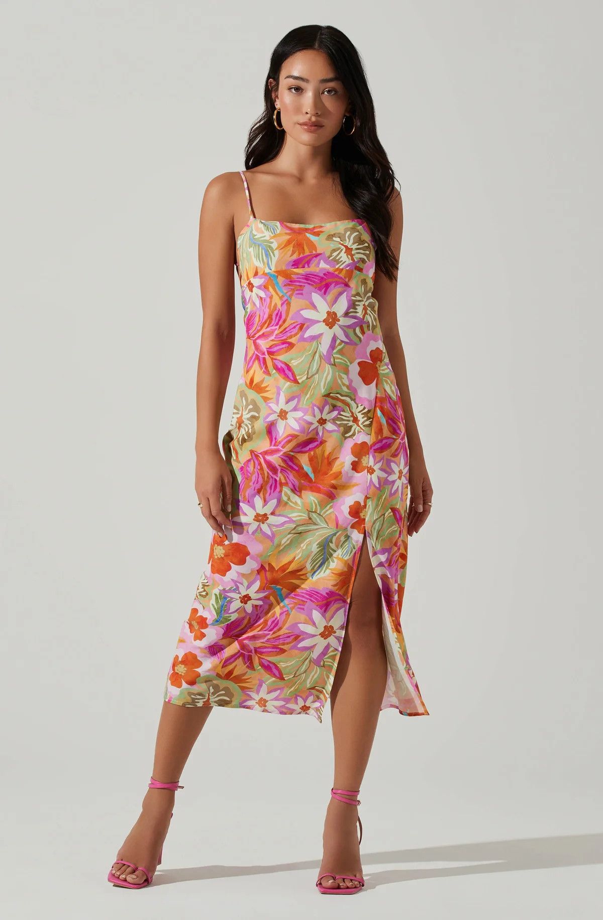 Gabriella Floral Strappy Back Midi Dress | ASTR The Label (US)
