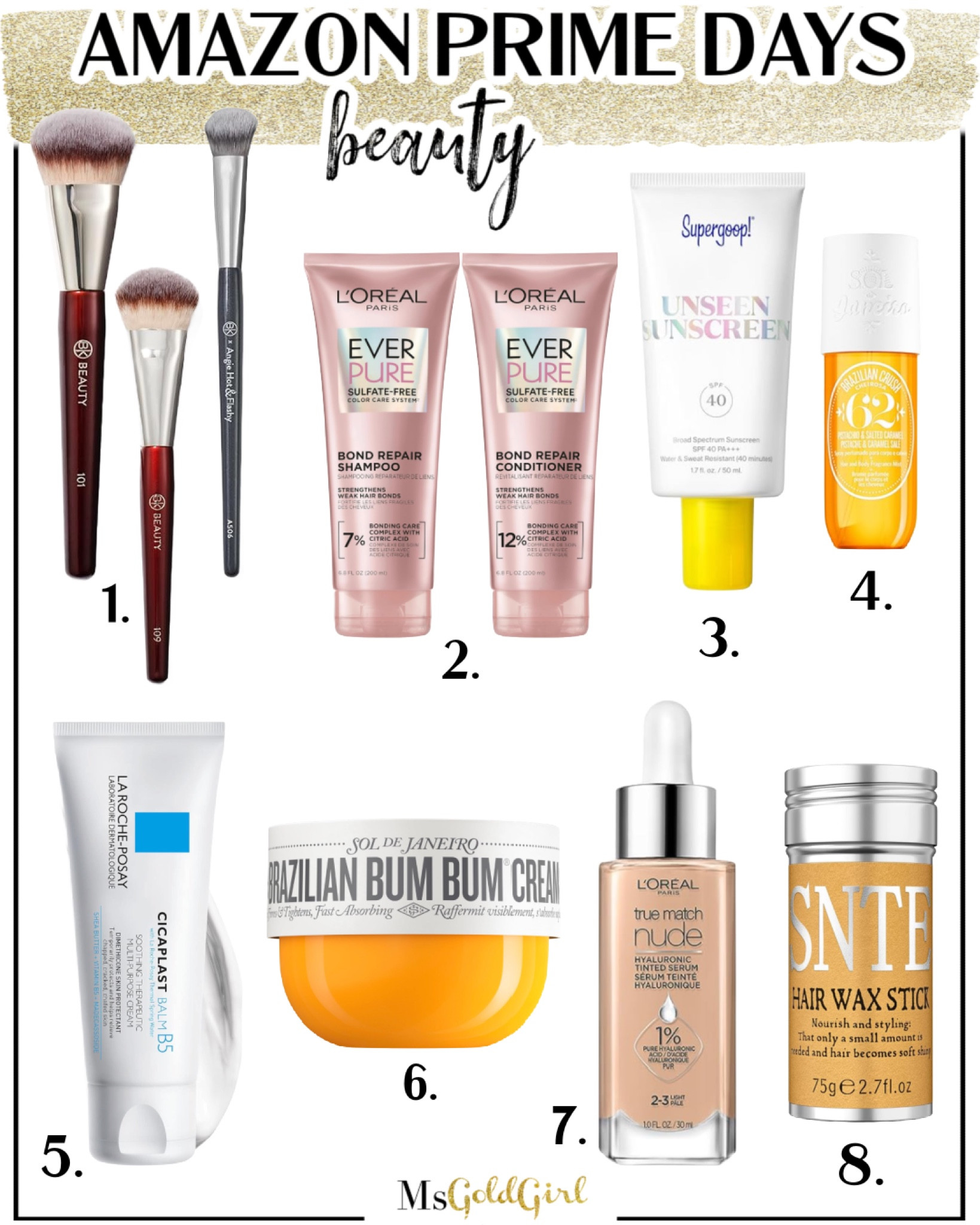 I am always shocked at how many brands are available on Amazon-not from third party sellers, but from the actual brands that have their own storefronts on Amazon. You can find everything from drugstore brands to luxury makeup, hair care to skin care to cosmetics to fragrance too!

1. Did you know BK Beauty sells some of their brushes on Amazon too? They're heavily discounted this week! 

2. I've been using this shampoo & conditioner for about a month now and my hair feels and looks so much thicker.

3. This sunscreen also works great as a makeup primer. It's totally clear.

4. This is the Bum Bum fragrance from the cream but in a mist. I love it!

5. I always have a tube of this Cicaplast cream around in case my skin gets irritated-it soothes everything!

6. Everyone loves the scent of Bum Bum cream! Makes a great gift!

7. This is such a beautiful foundation. It's expensive for drugstore so it's nice to get it on sale!

8. This little roll up stick is exactly what you need to slick down baby hairs and flyaways without getting greasy hair.

Amazon, Amazon beauty, beauty over 40, beauty over 50, thinning hair, 

#LTKFindsUnder50 #LTKOver40 #LTKBeauty