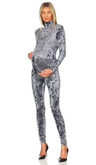 BUMPSUIT The Penelope Gun Metal Velvet Jumpsuit in Grey. - size XS (also in L, M, S) | Revolve Clothing (Global)