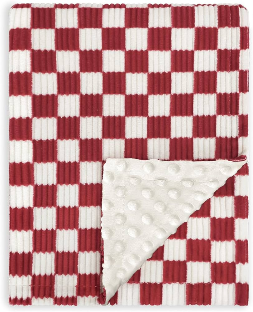 Christmas Red Baby Blanket for Girls Boys Soft Cozy Corduroy Checkered Toddler Blanket with Strip... | Amazon (US)