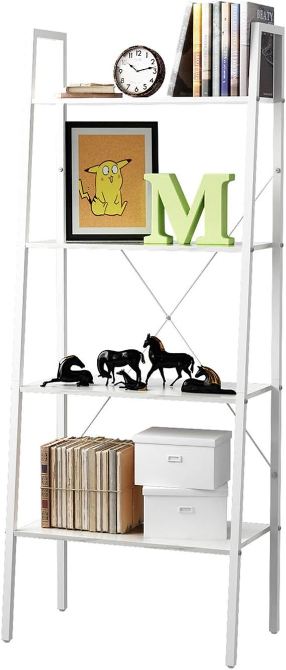 HOME BI 4-Tier Industrial Ladder Shelf Bookcase, Plant Stand Storage Rack Shelves, Vintage Furnit... | Amazon (US)