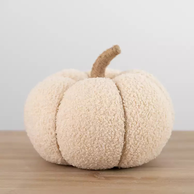 Cream Sherpa Harvest Plush Pumpkin, 7.5 in. | Kirkland's Home