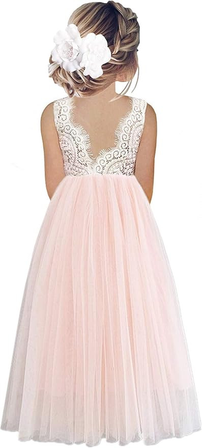 2Bunnies Girl Peony Lace Back A-Line Straight Tutu Tulle Party Flower Girl | Amazon (US)