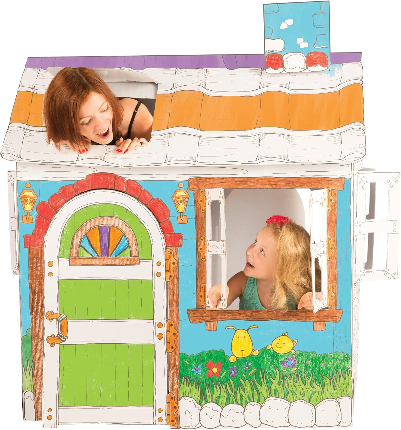 Cardboard Playhouse for Kids to Color - Create an Easy Play House with Included Markers and Over ... | Amazon (US)