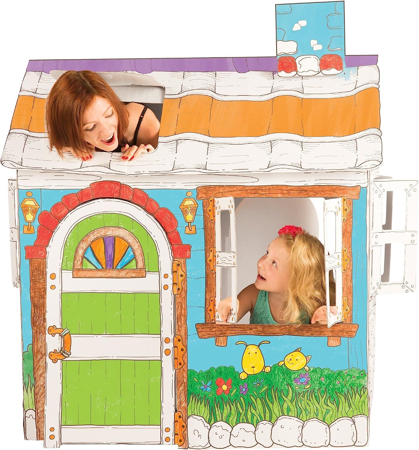 Cardboard Playhouse for Kids to Color - Create an Easy Play House with Included Markers and Over ... | Amazon (US)