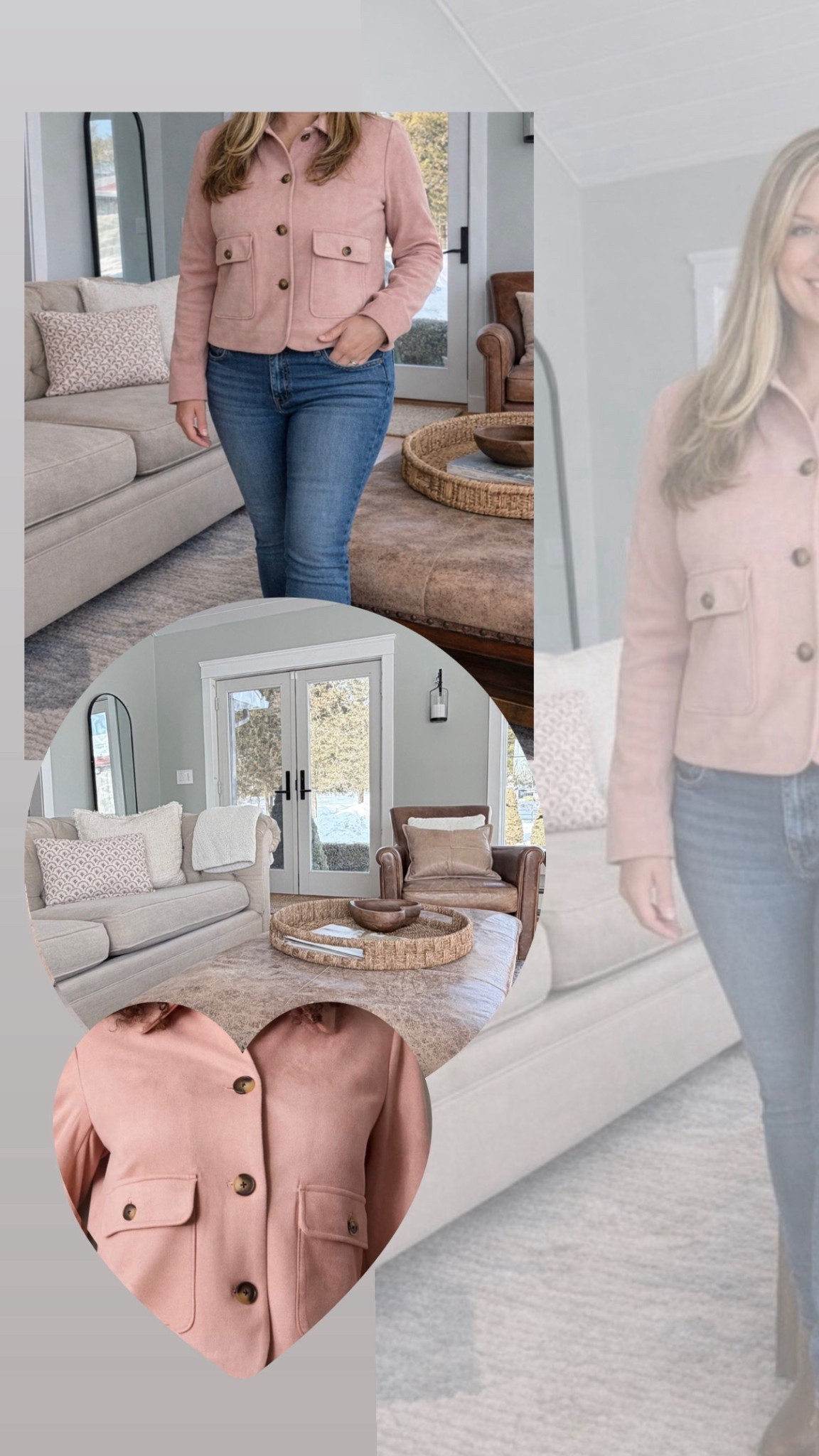 Perfect blush color suede jacket for valentines day.  Soft and subtle. ❤️ 
Valentine Day outfitt casual

#LTKPlusSize #LTKValentine