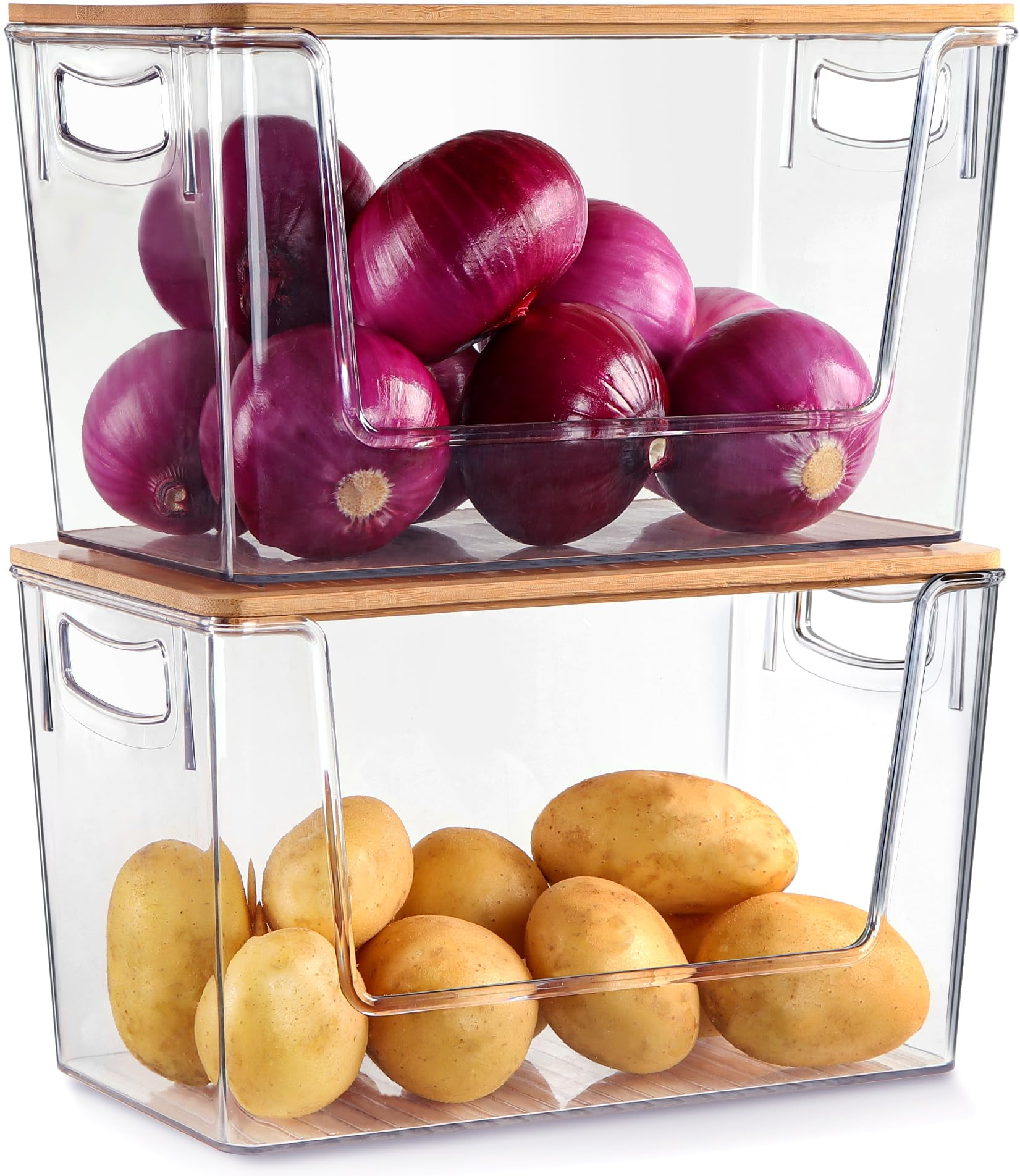 2 PACK Pantry Organizers and Storage Stackable Kitchen Countertop Organizers for Onion, Potato, G... | Amazon (US)