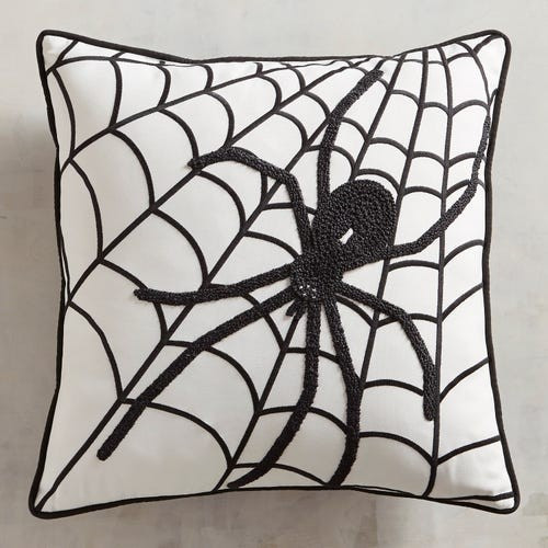 Embroidered Spider Web Halloween Pillow | Pier 1 Imports