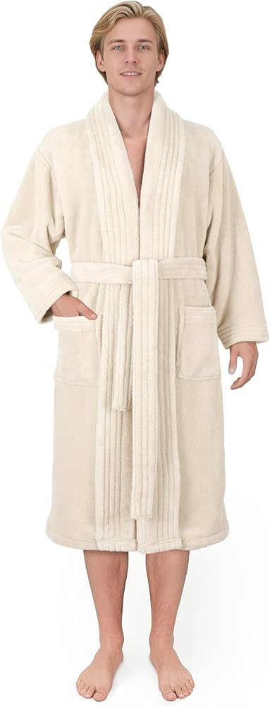 American Soft Linen Luxury Men’s Fleece Bathrobe Soft Warm Lightweight Plush Robe for Men Cozy ... | Amazon (US)