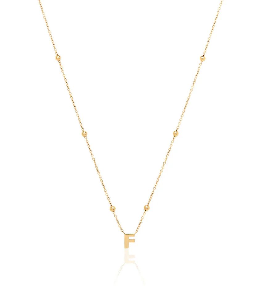 Mini Letter Sphere Chain Necklace (Gold) | Abbott Lyon
