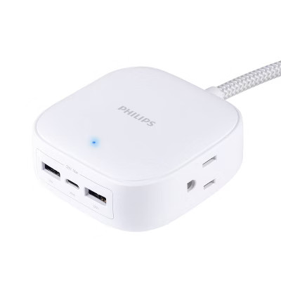 Philips 5ft Desktop USB Charging Station with USB-A & USB-C - White: Male-To-Female Cable | Target